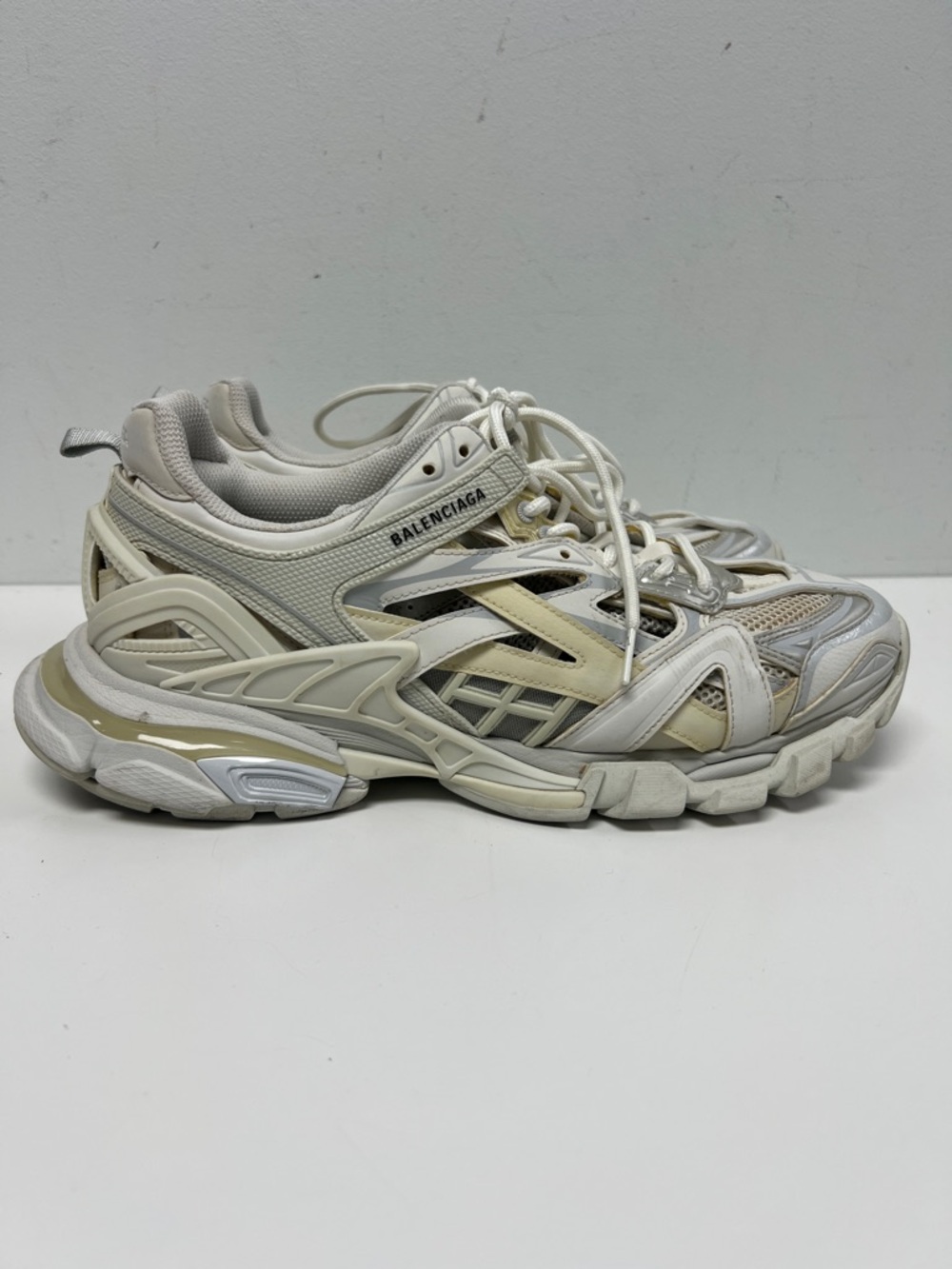 Balenciaga Multi-Layered Track Runner in Off-White and Cream